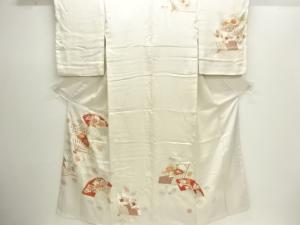 扇に牡丹模様刺繍訪問着